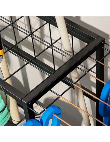 Outsunny Garden Tool Storage Rack, 3-Tier Garden Tool Rack with 11 Hooks for Long-Handled, Broom, Shovel, Rake, Holds 20 Tools