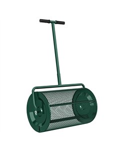 Outsunny Compost Spreader, 24" Peat Moss Spreader with Height Adjustable T Shaped Handle and Metal Mesh Basket, Garden Spreader 