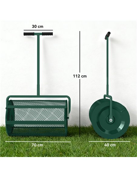 Outsunny Compost Spreader, 24" Peat Moss Spreader with Height Adjustable T Shaped Handle and Metal Mesh Basket, Garden Spreader  - pic 200495 | FastDaddyshop