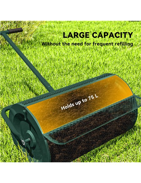 Outsunny Compost Spreader, 24" Peat Moss Spreader with Height Adjustable T Shaped Handle and Metal Mesh Basket, Garden Spreader  - pic 200496 | FastDaddyshop