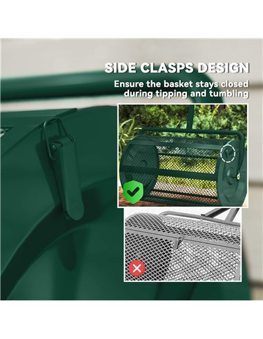 Outsunny Compost Spreader, 24" Peat Moss Spreader with Height Adjustable T Shaped Handle and Metal Mesh Basket, Garden Spreader 