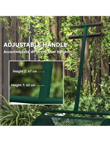 Outsunny Compost Spreader, 24" Peat Moss Spreader with Height Adjustable T Shaped Handle and Metal Mesh Basket, Garden Spreader 