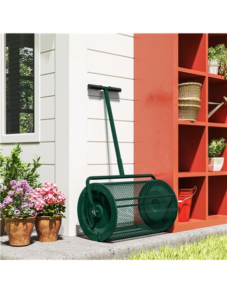 Outsunny Compost Spreader, 24" Peat Moss Spreader with Height Adjustable T Shaped Handle and Metal Mesh Basket, Garden Spreader  - pic 200500 | FastDaddyshop
