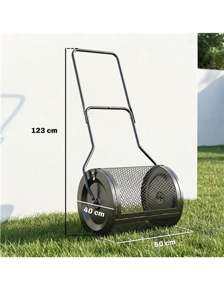 Outsunny Compost Spreader, 20" Peat Moss Spreader with Detachable U-Shaped Handle and Metal Mesh Basket - pic 200504 | FastDaddyshop