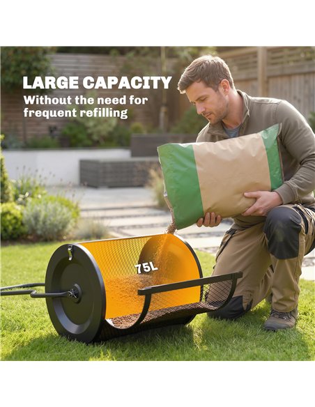 Outsunny Compost Spreader, 20" Peat Moss Spreader with Detachable U-Shaped Handle and Metal Mesh Basket - pic 200505 | FastDaddyshop
