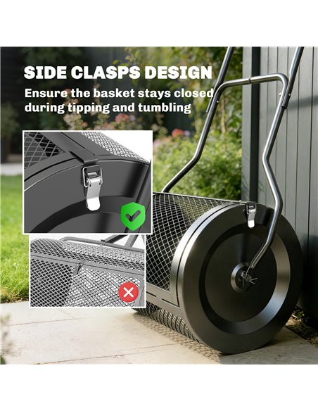Outsunny Compost Spreader, 20" Peat Moss Spreader with Detachable U-Shaped Handle and Metal Mesh Basket - pic 200506 | FastDaddyshop
