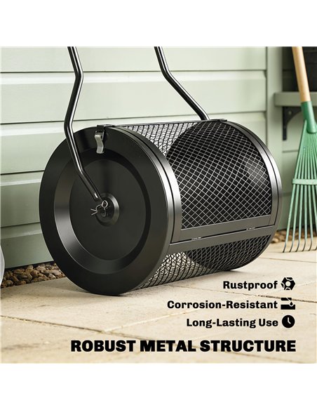 Outsunny Compost Spreader, 20" Peat Moss Spreader with Detachable U-Shaped Handle and Metal Mesh Basket - pic 200508 | FastDaddyshop