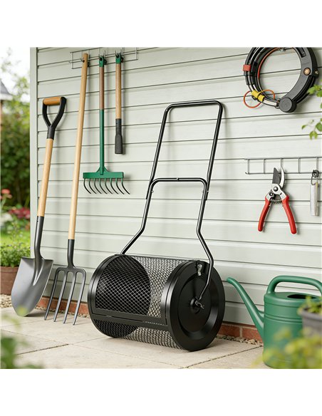 Outsunny Compost Spreader, 20" Peat Moss Spreader with Detachable U-Shaped Handle and Metal Mesh Basket - pic 200509 | FastDaddyshop