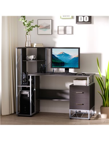 HOMCOM Computer Writing Desk PC Workstation with Drawers, Black