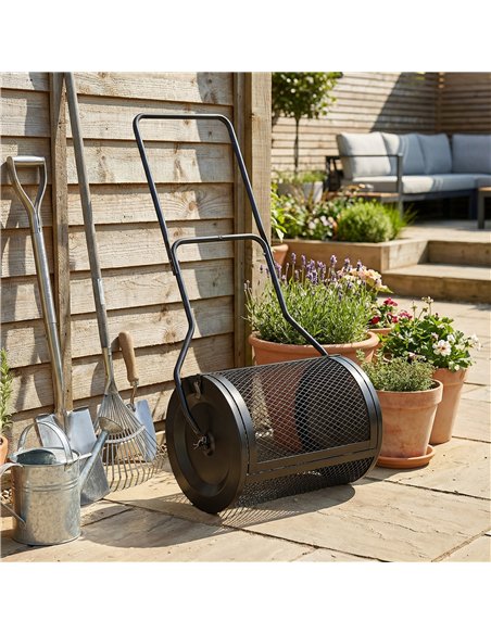 Outsunny Compost Spreader, 20" Peat Moss Spreader with Detachable U-Shaped Handle and Metal Mesh Basket - pic 200510 | FastDaddyshop