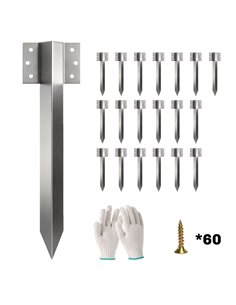 Outsunny 20 Pack Railway Sleeper Brackets, 41 cm Heavy Duty Galvanised Steel Sleeper Stakes with Screws and Gloves