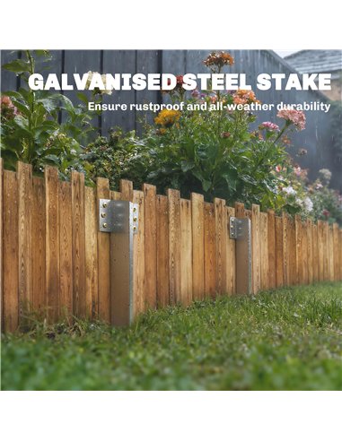 Outsunny 20 Pack Railway Sleeper Brackets, 41 cm Heavy Duty Galvanised Steel Sleeper Stakes with Screws and Gloves