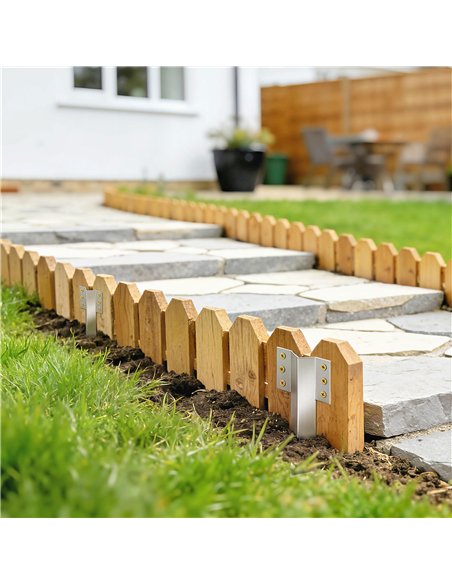Outsunny 20 Pack Railway Sleeper Brackets, 41 cm Heavy Duty Galvanised Steel Sleeper Stakes with Screws and Gloves - pic 200518 | FastDaddyshop