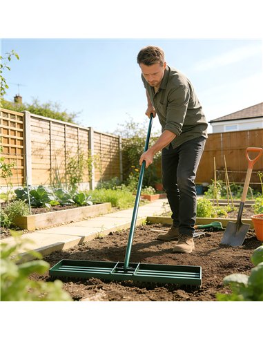 Outsunny Lawn Levelling Rake, 76 x 26 cm Lawn Leveller Lute with 169 cm Handle for Grass Soil Sand Yard Golf Course