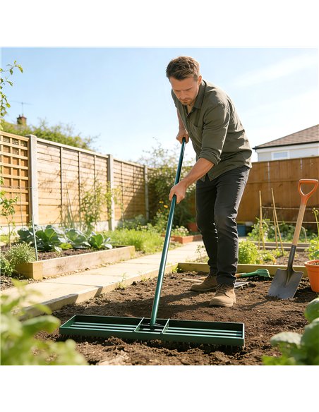 Outsunny Lawn Levelling Rake, 76 x 26 cm Lawn Leveller Lute with 169 cm Handle for Grass Soil Sand Yard Golf Course - pic 200526 | FastDaddyshop