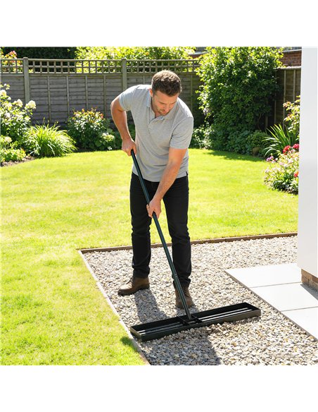 Outsunny Lawn Levelling Rake, 76 x 26 cm Lawn Leveller Lute with 169 cm Handle for Grass Soil Sand Yard Golf Course - pic 200528 | FastDaddyshop