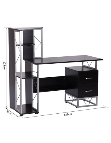 HOMCOM Computer Writing Desk PC Workstation with Drawers, Black