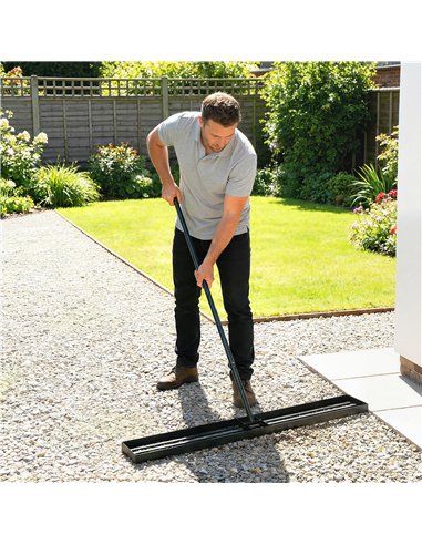 Outsunny Lawn Levelling Rake, 113 x 26 cm Lawn Leveller Lute with 169 cm Handle for Grass Soil Sand Yard Golf Course