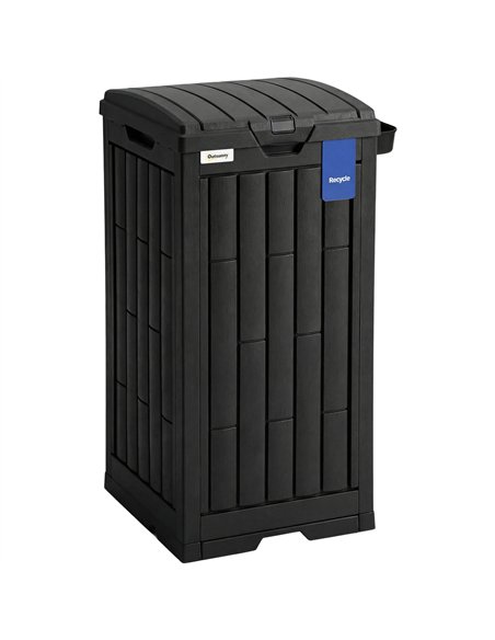 Outsunny 110 L Outdoor Bin with Dual Lid, Waterproof Plastic Trash Bin with Ashtray and Drip Tray, Garden Waste Trash Bin, Black - pic 200538 | FastDaddyshop
