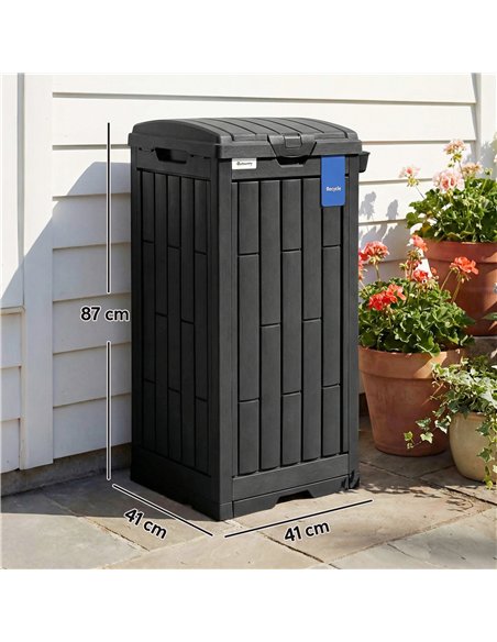 Outsunny 110 L Outdoor Bin with Dual Lid, Waterproof Plastic Trash Bin with Ashtray and Drip Tray, Garden Waste Trash Bin, Black - pic 200540 | FastDaddyshop