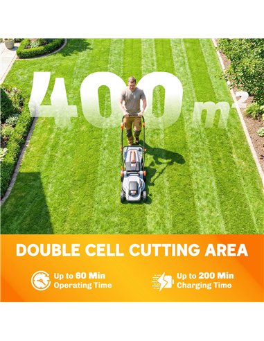 Outsunny 18V Cordless Lawnmower with 2 x 4Ah Batteries, Battery Lawn Mower with 34cm Cutting Width, Mulching Feature