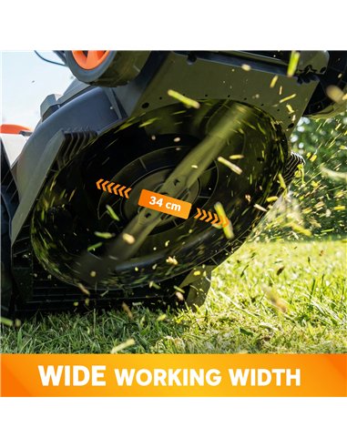Outsunny 18V Cordless Lawnmower with 2 x 4Ah Batteries, Battery Lawn Mower with 34cm Cutting Width, Mulching Feature