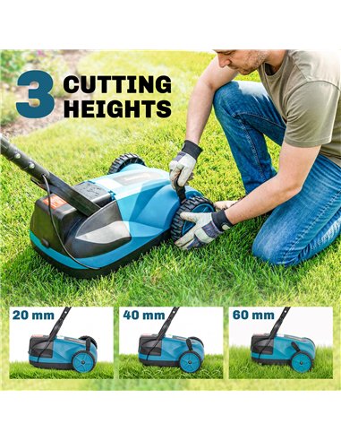Outsunny 18V Cordless Lawnmower with 2 x 4Ah Batteries & Charger, Battery Lawn Mower with 21cm Cutting Width, 3 Cutting Heights