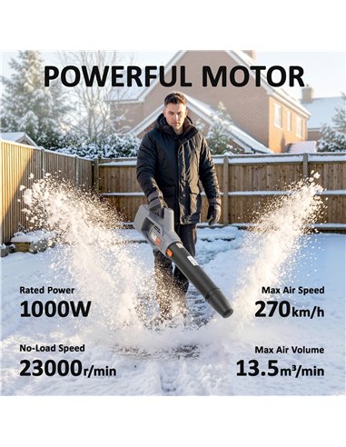 Outsunny Leaf Blower Cordless with 2 x 4000mAh Batteries & Charger, 36V Lightweight Garden Blower with 1000W Brushless Motor