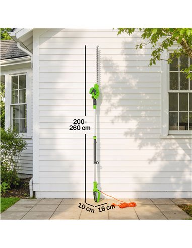 Outsunny 2.6m Corded Extendable Hedge Trimmer with 90° Adjustable Head, 450W Telescopic Electric Hedge Cutter Long Reach