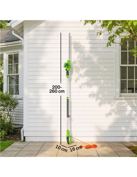 Outsunny 2.6m Corded Extendable Hedge Trimmer with 90° Adjustable Head, 450W Telescopic Electric Hedge Cutter Long Reach - pic 200576 | FastDaddyshop