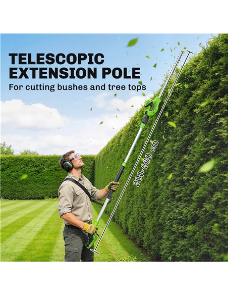Outsunny 2.6m Corded Extendable Hedge Trimmer with 90° Adjustable Head, 450W Telescopic Electric Hedge Cutter Long Reach - pic 200577 | FastDaddyshop