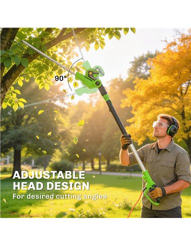 Outsunny 2.6m Corded Extendable Hedge Trimmer with 90° Adjustable Head, 450W Telescopic Electric Hedge Cutter Long Reach