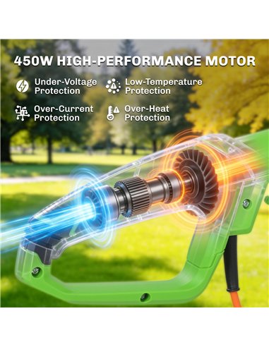 Outsunny 2.6m Corded Extendable Hedge Trimmer with 90° Adjustable Head, 450W Telescopic Electric Hedge Cutter Long Reach