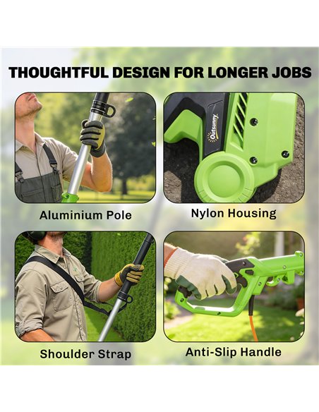 Outsunny 2.6m Corded Extendable Hedge Trimmer with 90° Adjustable Head, 450W Telescopic Electric Hedge Cutter Long Reach - pic 200581 | FastDaddyshop