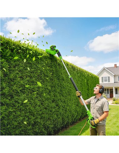 Outsunny 2.6m Corded Extendable Hedge Trimmer with 90° Adjustable Head, 450W Telescopic Electric Hedge Cutter Long Reach