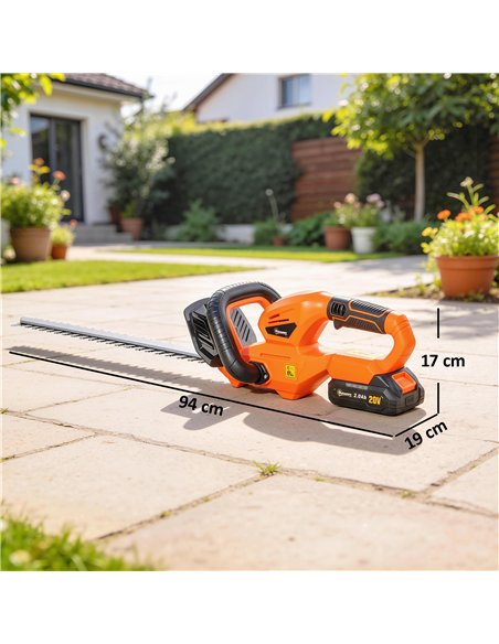 Outsunny 20" Cordless Hedge Trimmer, 18V Electric Hedge Cutter with 51cm Dual Action Blade, 2000mAh Battery and Charger - pic 200585 | FastDaddyshop