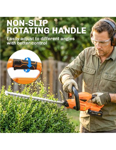 Outsunny 20" Cordless Hedge Trimmer, 18V Electric Hedge Cutter with 51cm Dual Action Blade, 2000mAh Battery and Charger