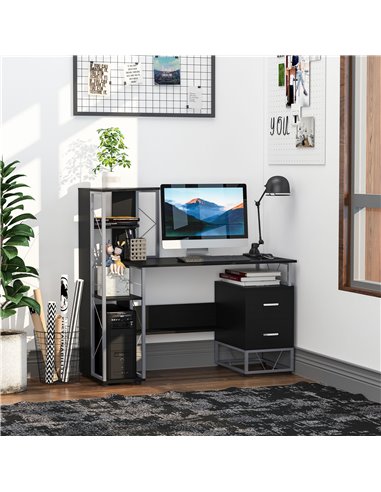 HOMCOM Computer Writing Desk PC Workstation w/2 Drawers Multi-Shelves Home Office Furniture