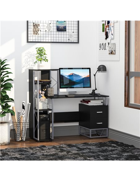 HOMCOM Computer Writing Desk PC Workstation w/2 Drawers Multi-Shelves Home Office Furniture - pic 20059 | FastDaddyshop