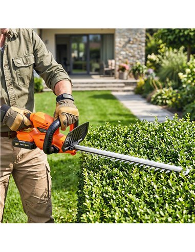 Outsunny 20" Cordless Hedge Trimmer, 18V Electric Hedge Cutter with 51cm Dual Action Blade, 2000mAh Battery and Charger