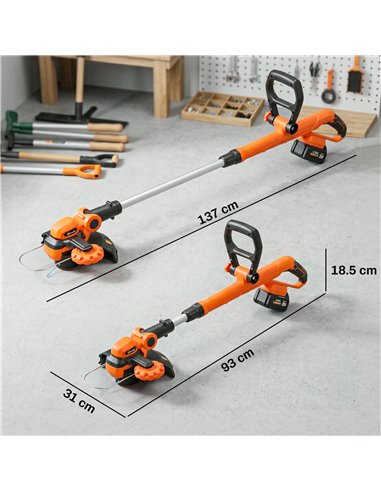 Outsunny Cordless Strimmer with 2 x 4.0Ah Lithium Batteries & Charger, 2-in-1 Lightweight Cordless Grass Trimmer and Lawn Edger