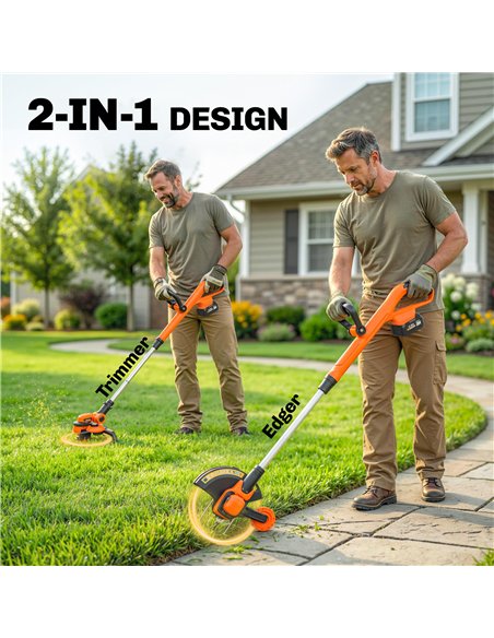 Outsunny Cordless Strimmer with 2 x 4.0Ah Lithium Batteries & Charger, 2-in-1 Lightweight Cordless Grass Trimmer and Lawn Edger - pic 200595 | FastDaddyshop