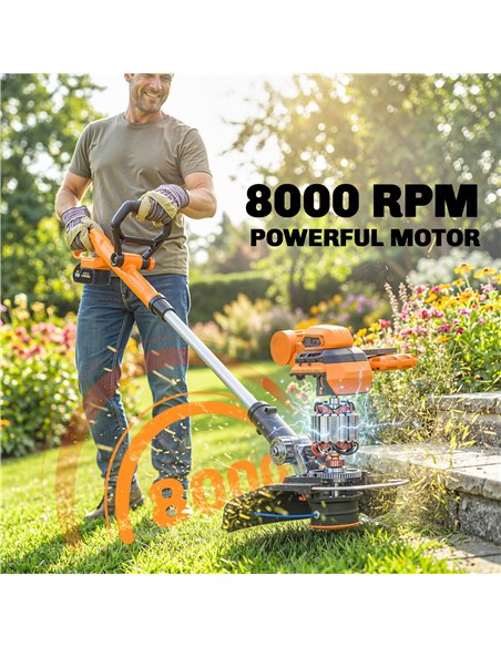 Outsunny Cordless Strimmer with 2 x 4.0Ah Lithium Batteries & Charger, 2-in-1 Lightweight Cordless Grass Trimmer and Lawn Edger - pic 200596 | FastDaddyshop