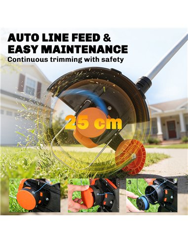 Outsunny Cordless Strimmer with 2 x 4.0Ah Lithium Batteries & Charger, 2-in-1 Lightweight Cordless Grass Trimmer and Lawn Edger