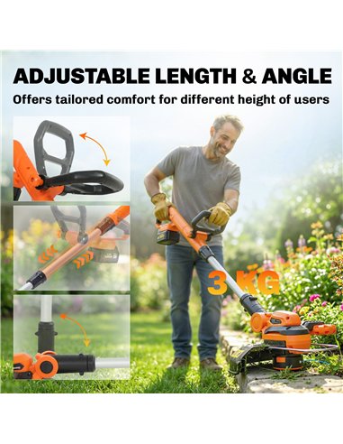 Outsunny Cordless Strimmer with 2 x 4.0Ah Lithium Batteries & Charger, 2-in-1 Lightweight Cordless Grass Trimmer and Lawn Edger