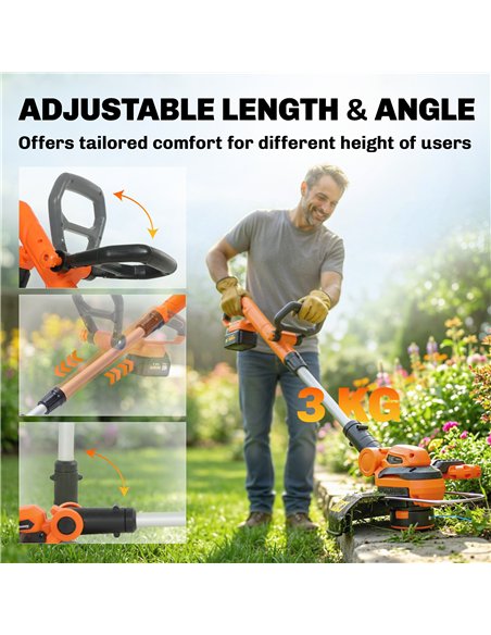 Outsunny Cordless Strimmer with 2 x 4.0Ah Lithium Batteries & Charger, 2-in-1 Lightweight Cordless Grass Trimmer and Lawn Edger - pic 200599 | FastDaddyshop