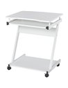 HOMCOM Movable Computer PC Desk with 4 Moving Wheels, Sliding Keyboard Tray, White