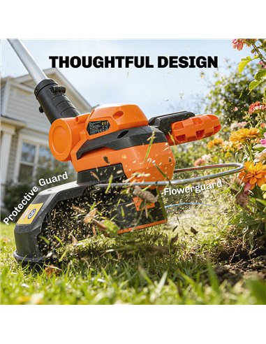 Outsunny Cordless Strimmer with 2 x 4.0Ah Lithium Batteries & Charger, 2-in-1 Lightweight Cordless Grass Trimmer and Lawn Edger