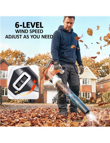 Outsunny Leaf Blower Cordless with 4000mAh Battery & Charger, 18V Lightweight Handheld Garden Blower with 6 Speed Levels