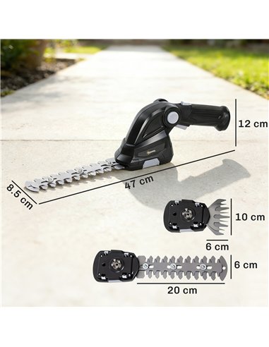 Outsunny 2-in-1 Cordless Hedge Trimmer & Grass Shear with 7.2V 2 x Rechargeable 2000mAh Batteries, 2 Changeable Blades